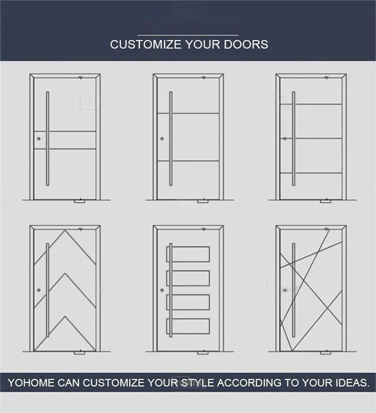 American Modern Design External Wood Door Pivot Big Solid Wood Entrance Door