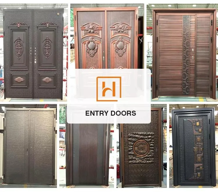 Aluminum Prehung Waterproof Front Wood Armored Steel Frame External Door