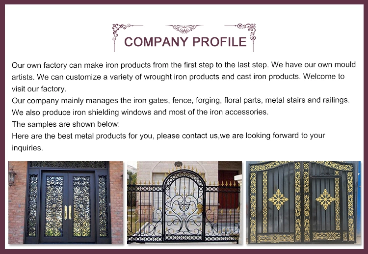 Square Iron Large House Safety Double Wrought Iron Main Gate Door