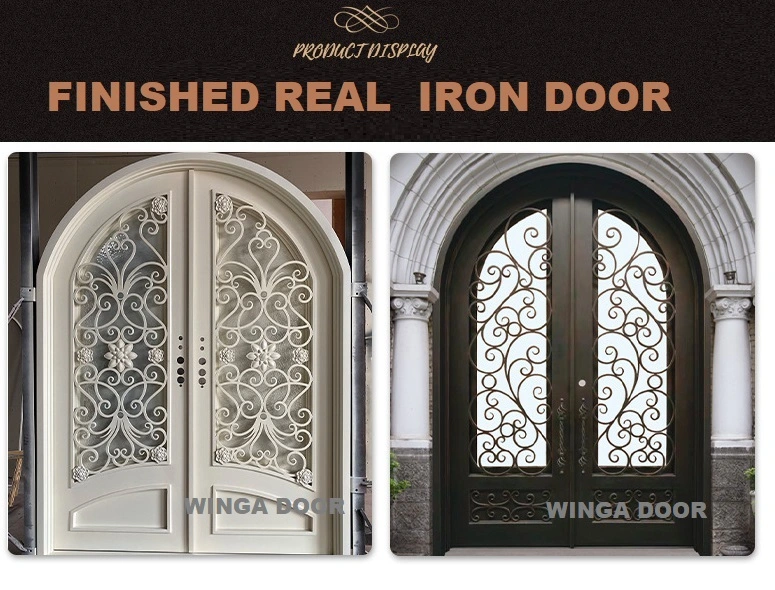 Modern Front Home Wrought Iron Entrance Double Steel Doors Design