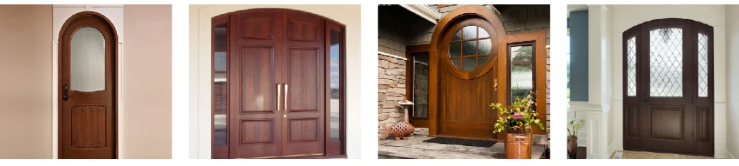 High Quality Exterior Brown Customized Double Glazing Front Designs Solid Wood Main Entrance Door