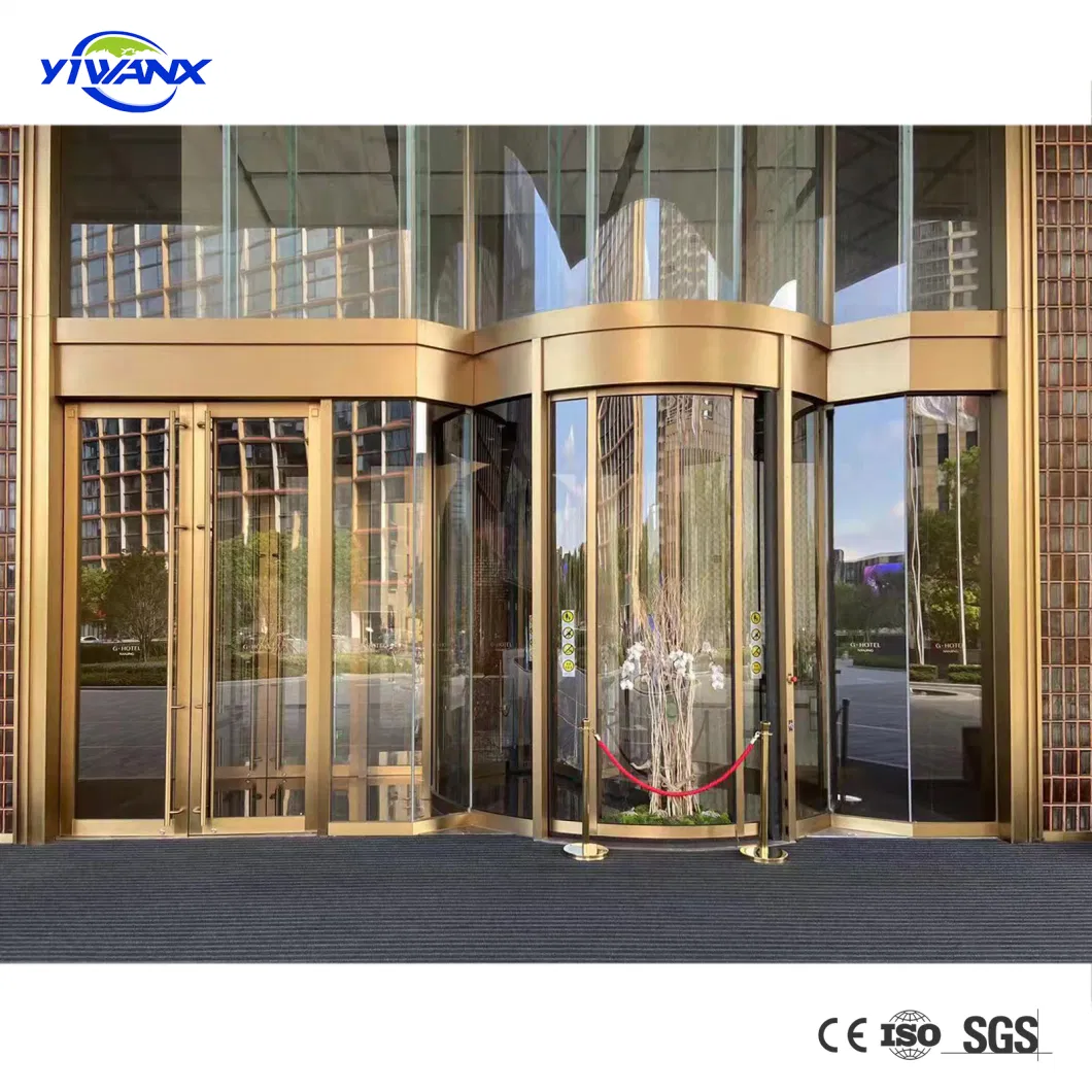 Automatic Revolving Door for Commercial Building Entrance 3 4 Wing Glass Revolving Door Large Luxury Revolving Door