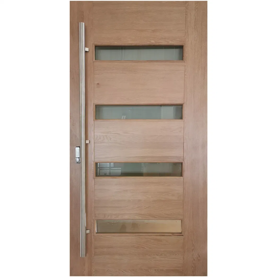 Solid Oak Wood Door with Glass Exterior Entrance Door
