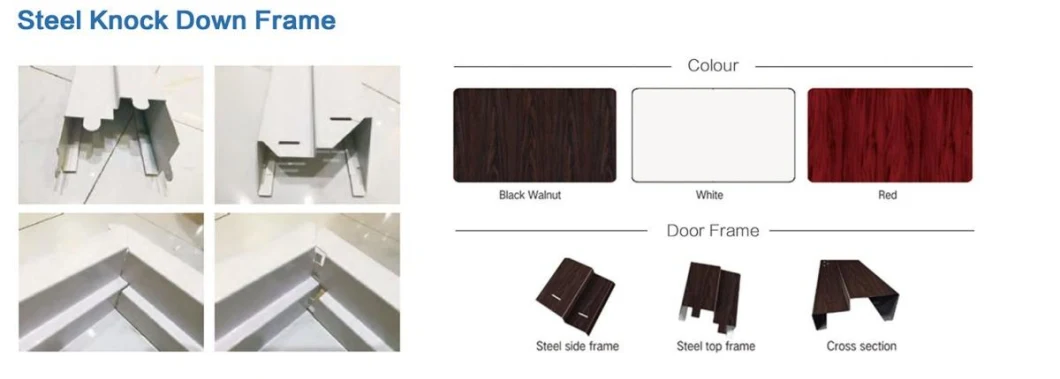 Black Walnut Customized Size Knock Down Metal Steel American Panel Door