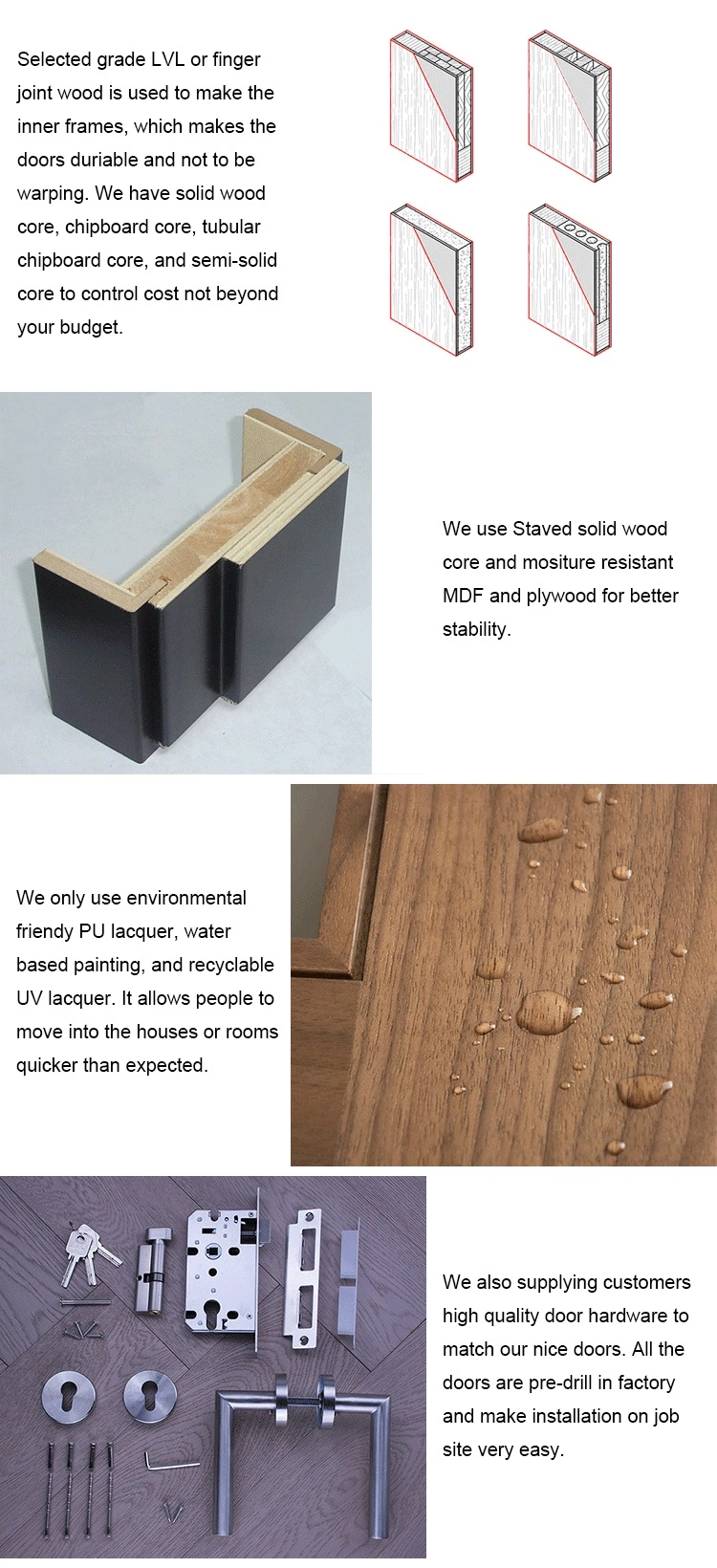 Best Selling Prehung Internal Walnut Wood Panels Flush Doors Modern Interior