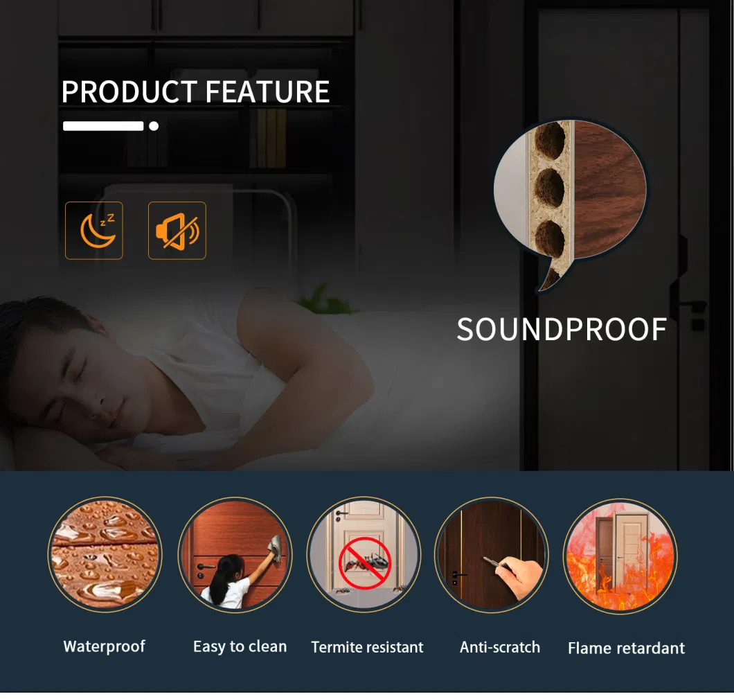 Shengyifa Wood Plastic WPC Soundproof Interior Door Modern for Bedroom