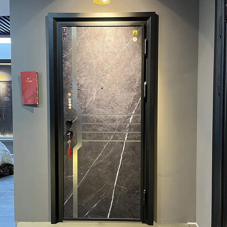 Light Luxury 3D Printing Entry Modern Security Steel Front Entrance Door