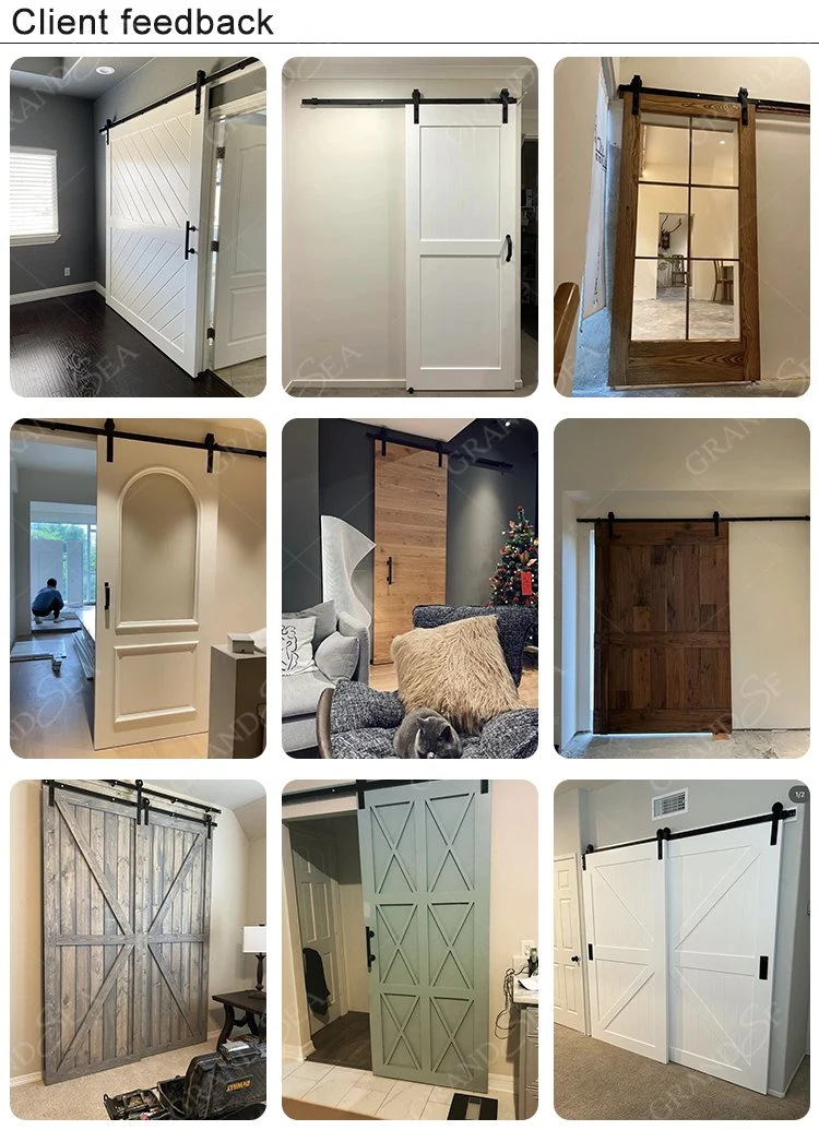 Woodgrain Heavey Door for Toilet Hardwood Soundproof Interior Sliding Barn Door, Customizable