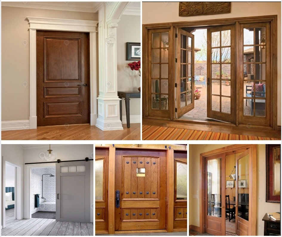 Solid Wooden Doors Entrance Doors with Glass Panels Security Doors