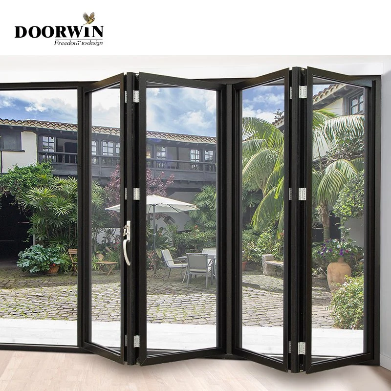 Doorwin Nfrc Nafs American Standard Modern German Hardware Customized Entry Storm Doors Thermal Break Aluminum Commercial Bi-Folding Door