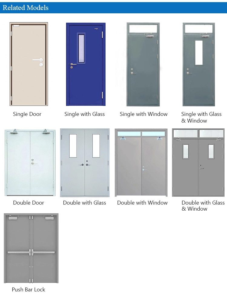 Made in China Commercial Industry Hospital Internal Fire Rated Double Leaf Steel Door