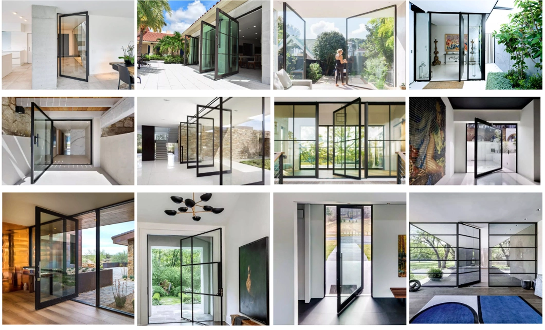 Revoliving Hinges Modern Designs Exterior House Front Entry Aluminium Pivot Door