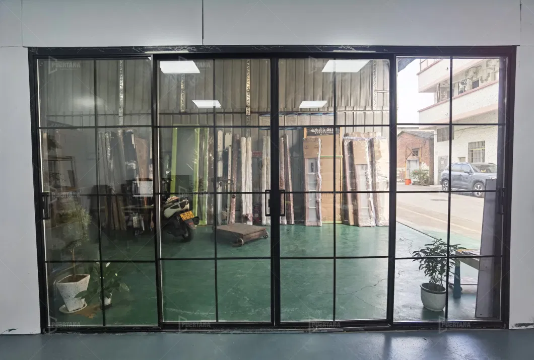 Interior Internal Indoor Metal Crittall Style Steel Door Sliding Glass Wall for Room Divider