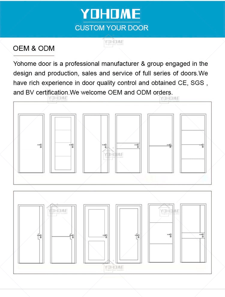 China Custom Bedroom Prehung Fire Door Core Solid Oak Wood Interior Doors Wood Internal