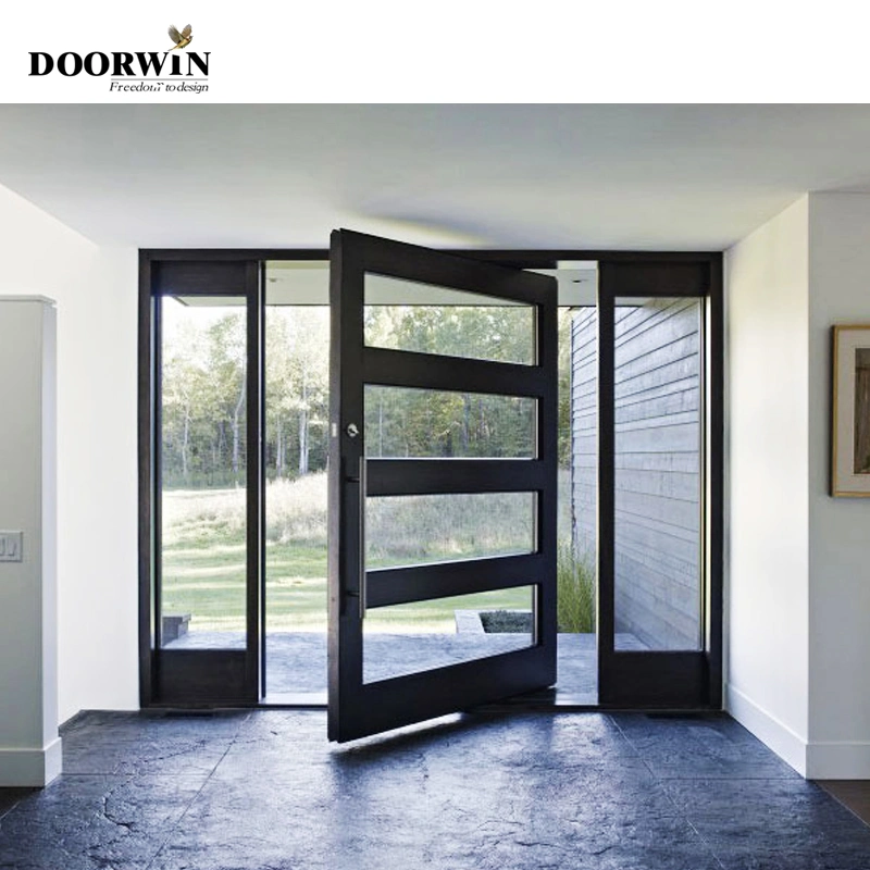 Doorwin Modern Custom Entry Wood Storm Commercial Exterior Wooden &amp; Timber Optional Insect Screen Front Residential Entry Doors Entrance Front Pivot Door