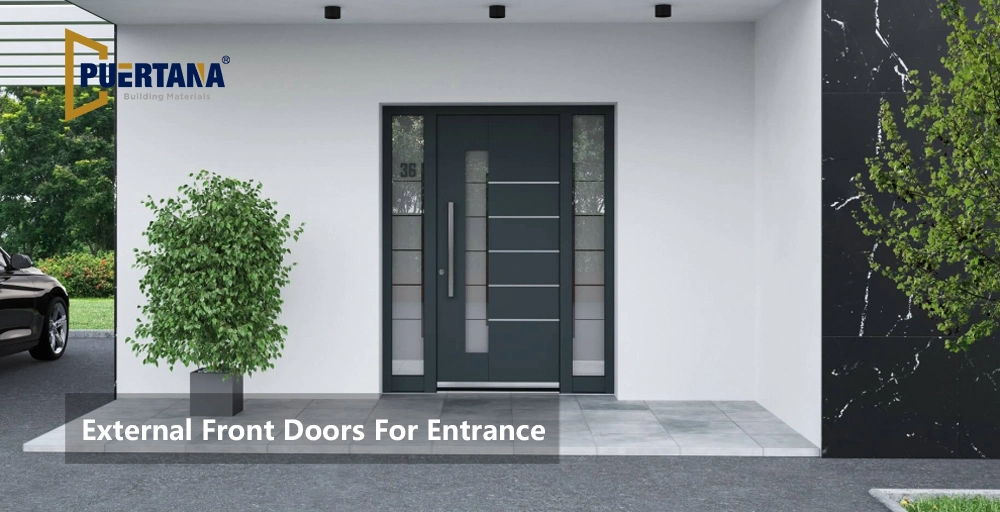 Rustic Steel Metal Finish Cast Aluminum Energy Saving Aluminium Front Entry Door for Cold Climate House Villa Home Main Entrance