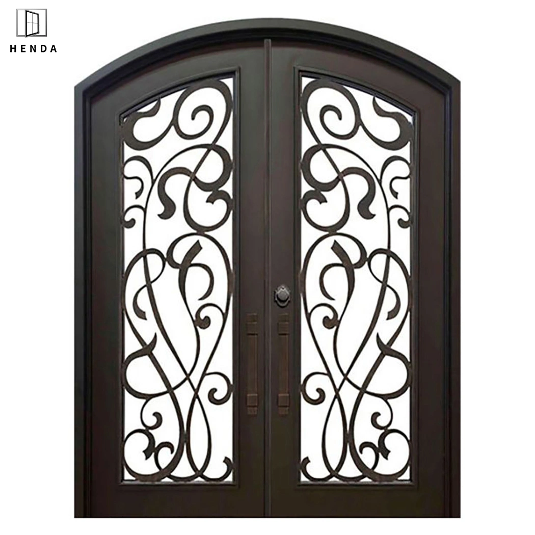 Wholesale Metal Security Entrance Front Glass Single Double Wrought Iron Main Gate Metal Grill Design Wrought Interior Exterior New Iron Single Steel Doors Door