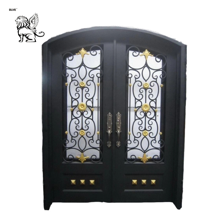 Square Iron Large House Safety Double Wrought Iron Main Gate Door