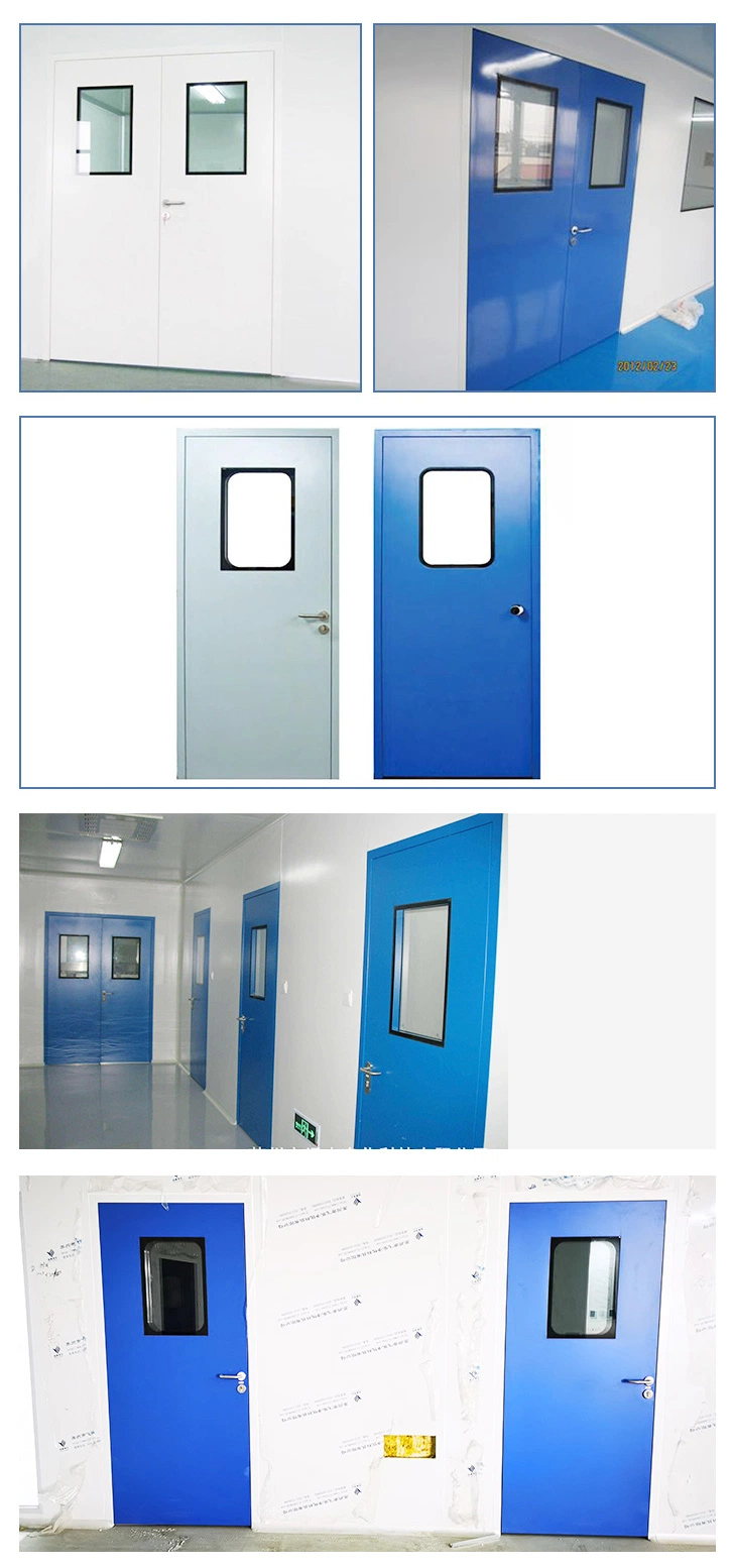 GMP Complying Interior Stainless Steel Clean Room Entry Doors with Flush Glass Window