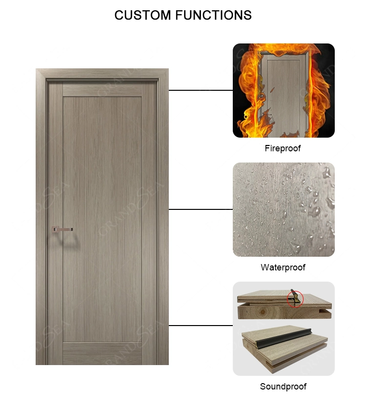 American Simple Design Internal Home HDF MDF Panel Solid Wooden Veneer Modern Interior Door