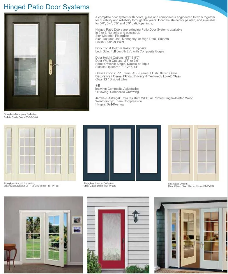 High Quality Courtyard Gates Fiberglass French Patio Doors