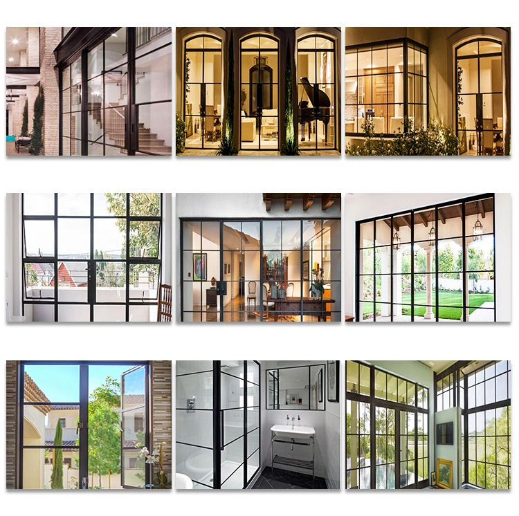 Black Modern Elegant French Style Steel Glass Windows and Doors