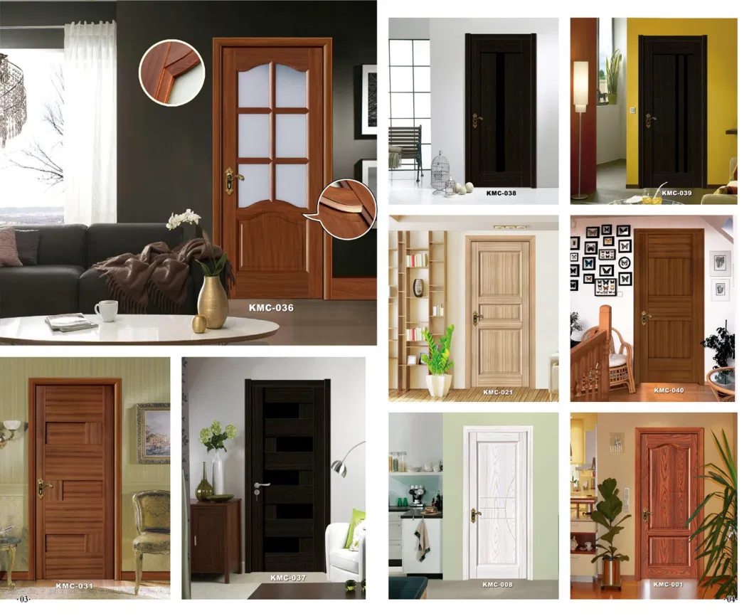 2022 Cheap Wooden Doors Supplier Interior PVC Door with Frame Made of Hardwood Fir Wood MDF for Africa Market