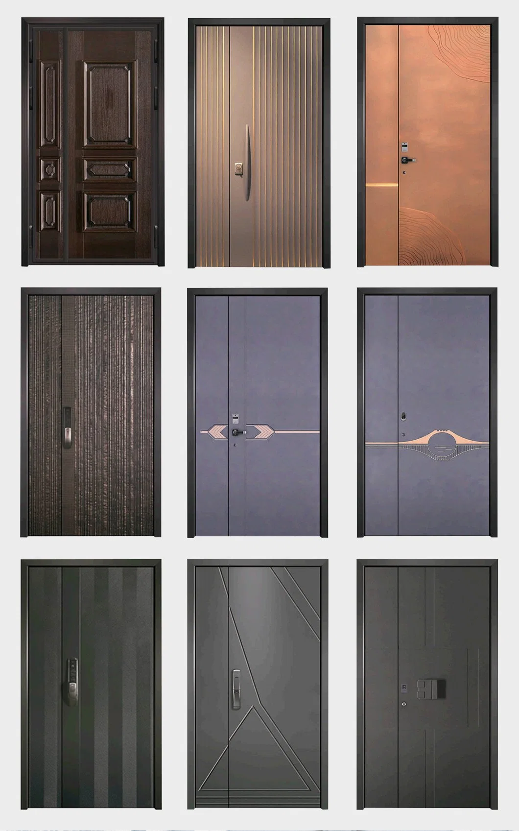 Fashion Exterior Security Front Wood Door American Style Custom Flat Interior Door