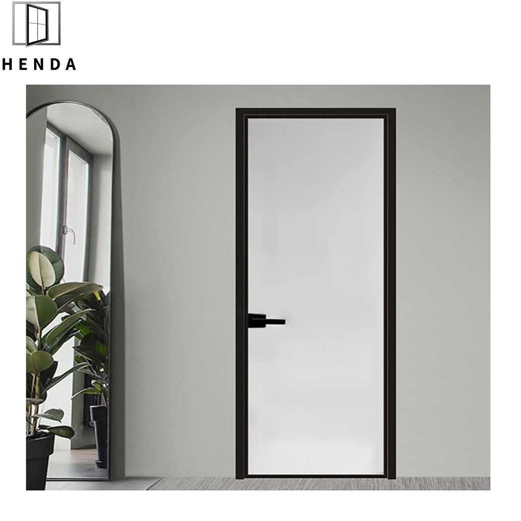 New Design Aluminum Alloy Narrow Frame Casement Tempered Glass Double Entrance Front Swing Door