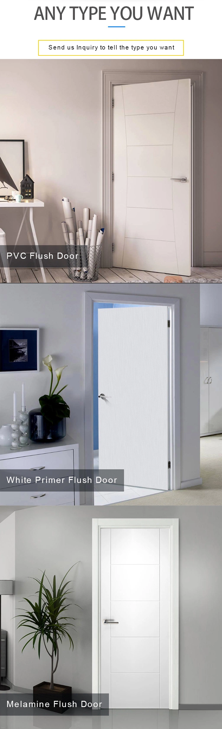 Jhk-F01-6 Molded Prefinished Plywood Hollow Core Single Flush Door