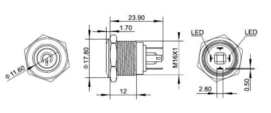 CMP waterproof Illuminated 16mm Momentary Power Switch