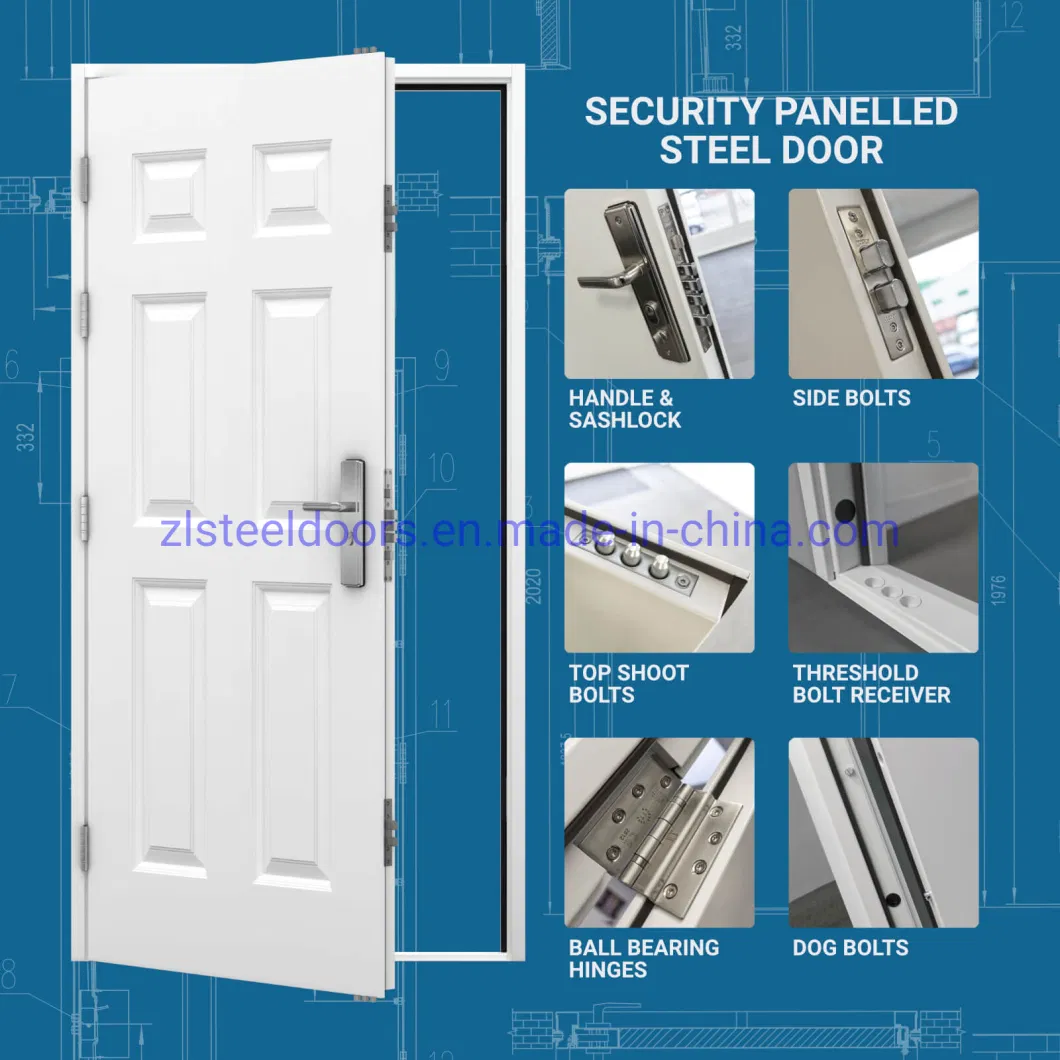 European Modern Style Heavy Duty Security Steel Front Doors Apartment Doors Swing Doors