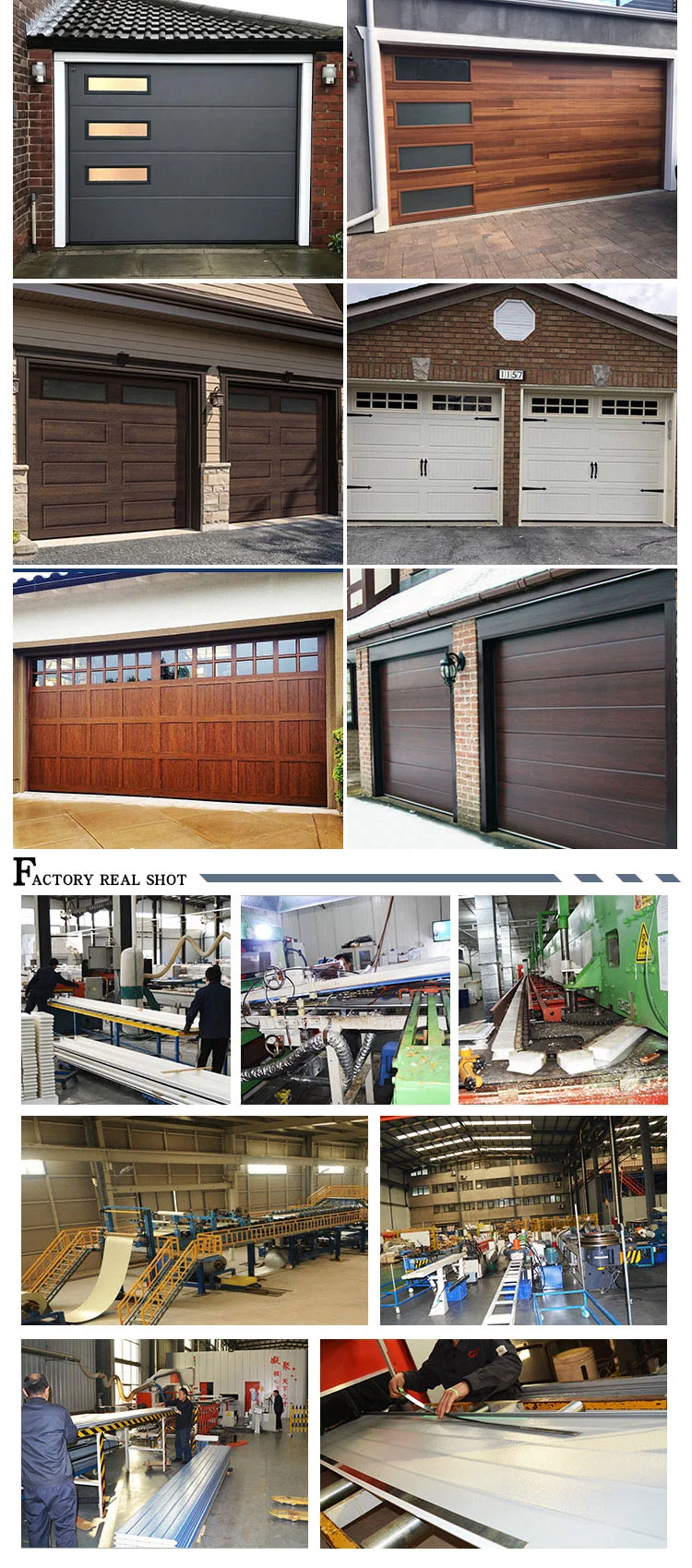 Commercial External Wood Alluminiam 7X7 Roll up Metal Door 16X 7 Bifold Tilt up Garage Door 8 X 8 with Motor Frame