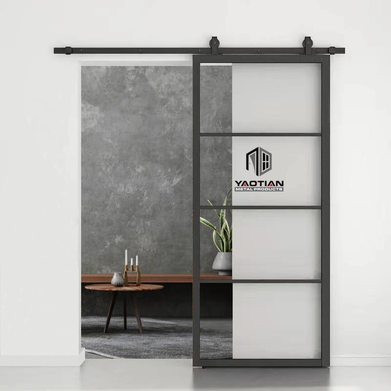 Modern Reinforced Residential Black Painted External Glass Door