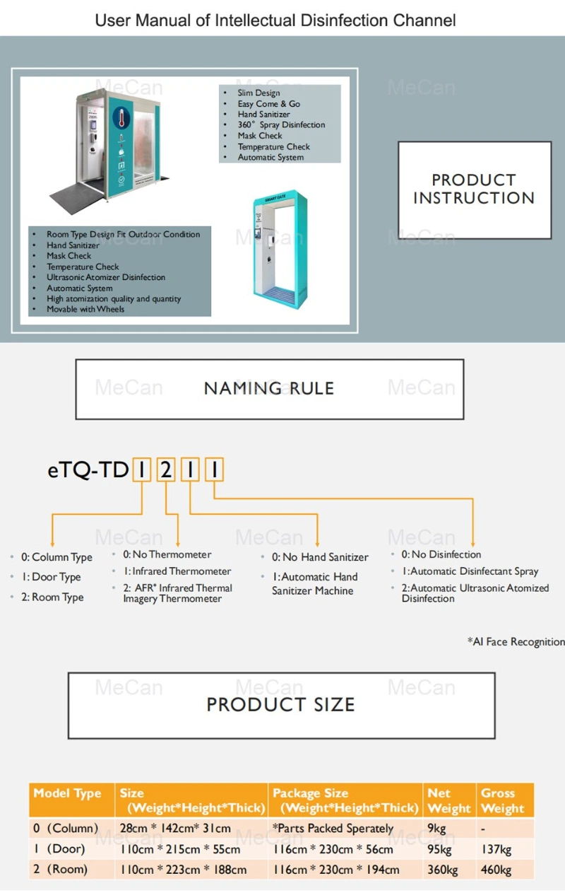 in Stock Intelligent Body Temperature Measurement Disinfection Channel Disinfection Door