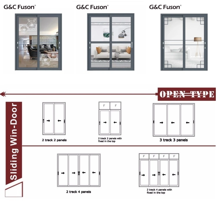 Aluminium Profile Sliding Door with Blind Inside The Glass