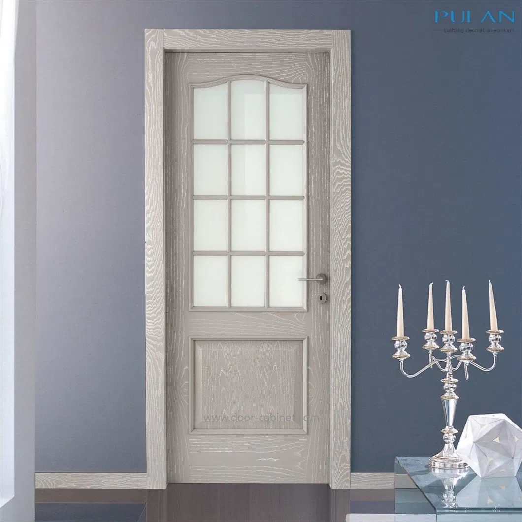 Wooden Glass Door with White Painting Entrance Door