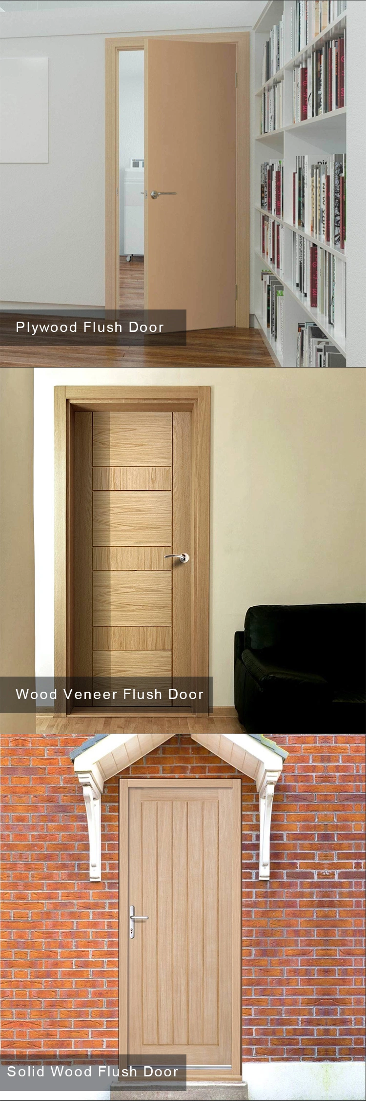 Jhk-F01-10 Bathroom Wooden Solid Core Swing Double Flush Door