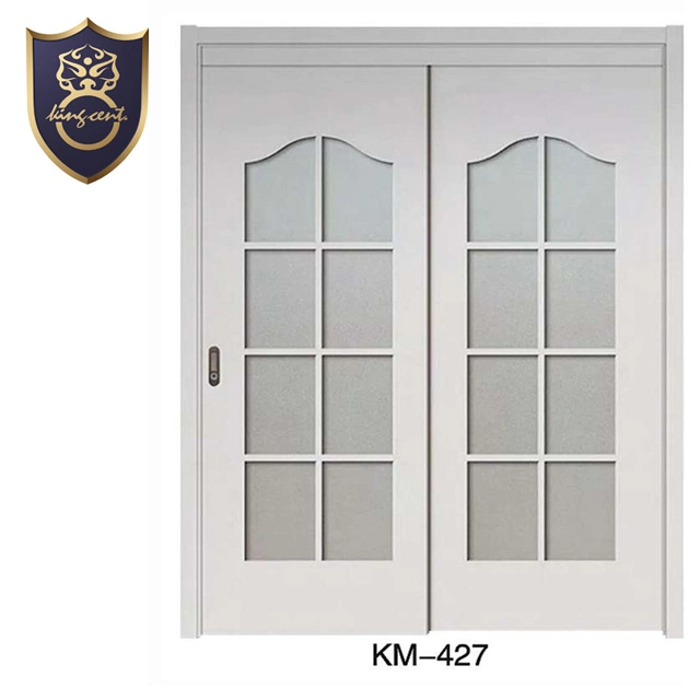 2023 Factory Wholesale Cheap Internal Lobby Entrance White Doors Front Wooden Double Glass Door for Main House