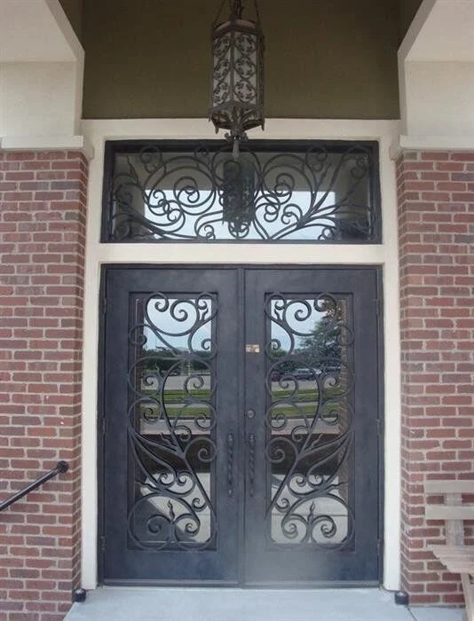 High-Quality Exterior Security Fiberglass Wrought Iron Door