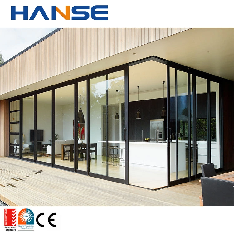 Large Modern Internal Lockable Accordion Sliding Aluminum Bifold Folding Double Glass Patio Doors