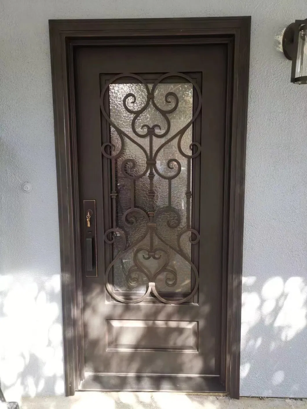 China Cheap Price Modern Internal Fancy Metal Doors Interior Single Leaf Decorative Glass Wrought Iron Front Entry Door
