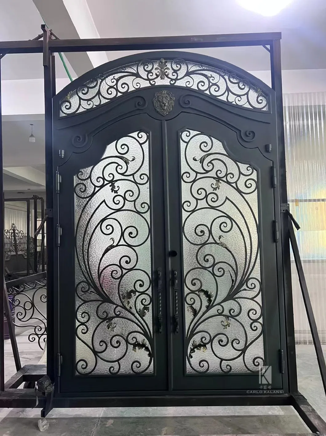 Luxury Residential Entry Doors Black Security Front Door Iron Wrought with Shipping Prices