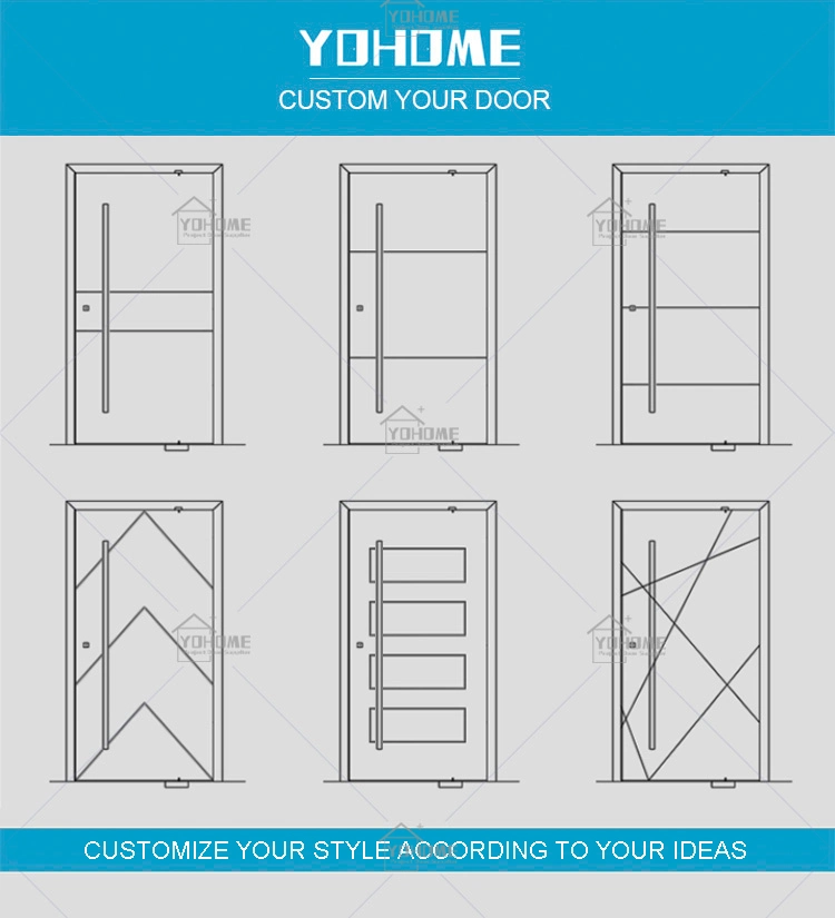 European Modern Passive Door External Black Safety Door Front Entrance Door Modern Insulated Exterior House Steel Frames Doors Cast Aluminum Black Pivot Door