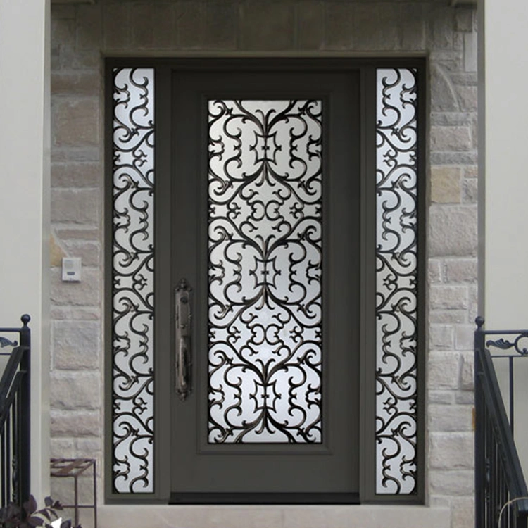 Customized High-Quality Entry Modern Operable Double Glass Window Wrought Iron Front Door Entry Door Design for Home