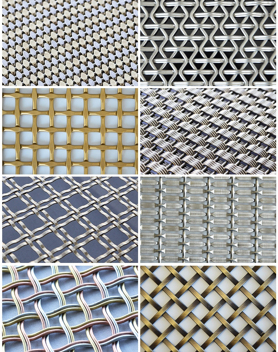 Architectural Stainless Steel Crimped Mesh Decorative 304ss Woven Wire Metal Mesh Panel for Cabinet Doors