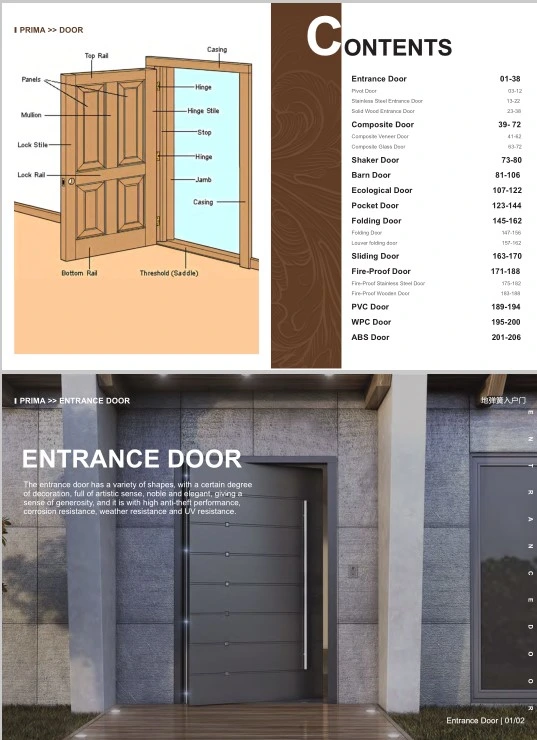 Prima Factory Customized Door Solid Wood Entrance Door Interior Door for Whole Sales Door