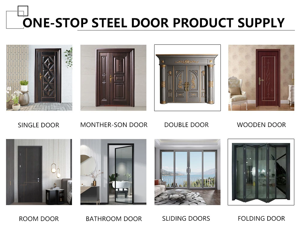 Modern Security Stainless Steel Iron Single/Mother-Son/Double Door Factory Customized Satety Entrance Main Metal Door
