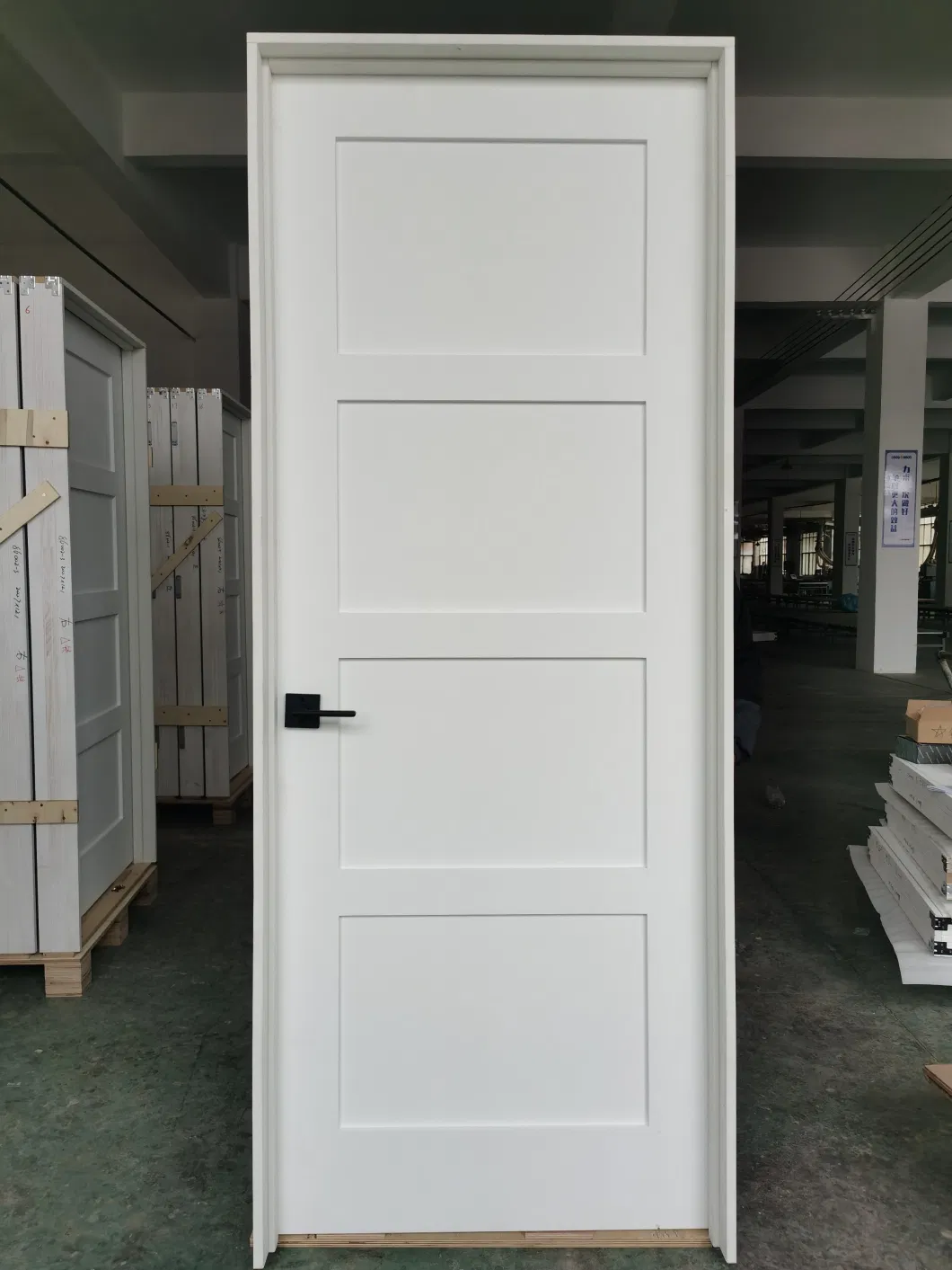 Wholesale 28in X 80in Pre Hung Knock Down Available Paneled Solid Wood Primed Standard Shaker Door