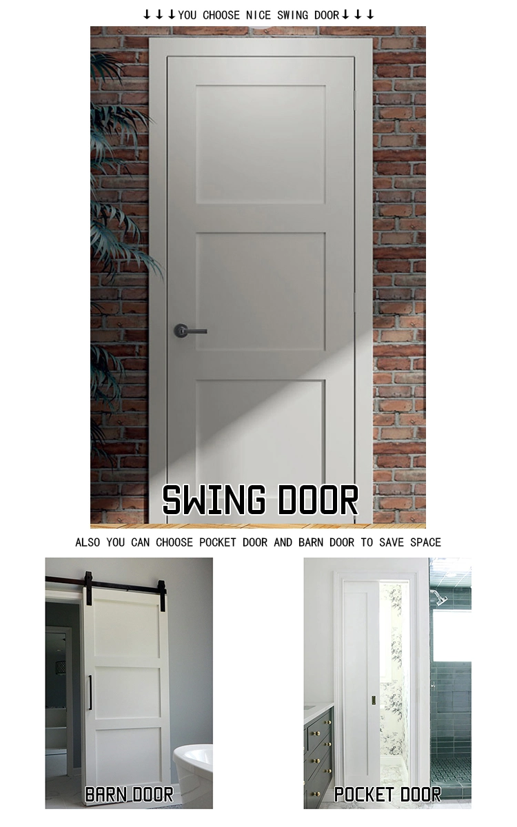 Wholesale 28in X 80in Pre Hung Knock Down Available Paneled Solid Wood Primed Standard Shaker Door